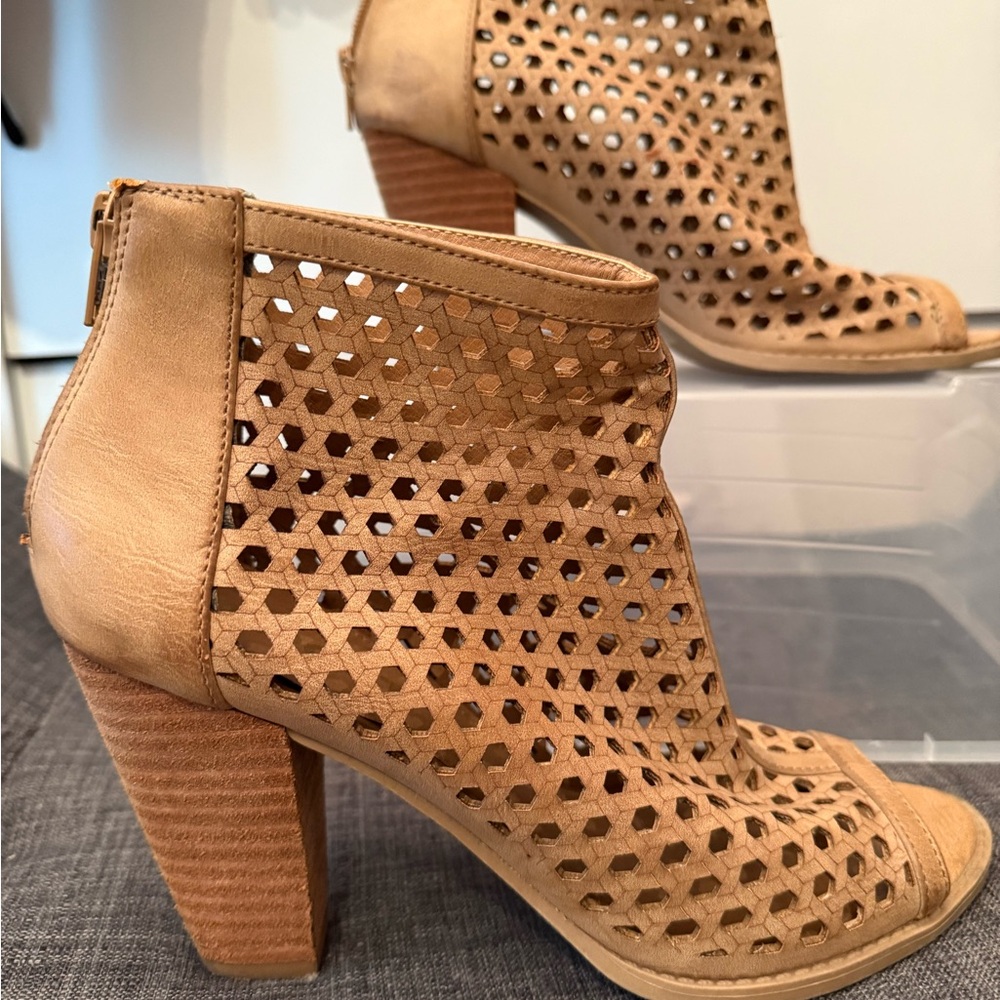 Report Tan Cutout Heeled Boots